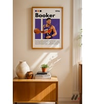 Booker Basketbol Posteri, Ahşap Çerçeveli Duvar Tablosu - Spor Severlere Hediye