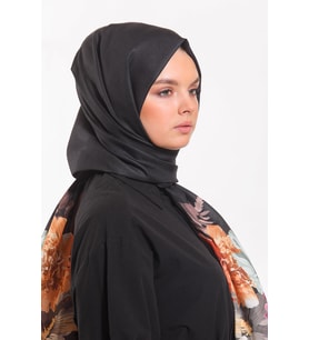 Çiçekli Desen Pavia Seri Şal Eşarp Askısı ile Birlikte 90X200 cm Mavi Krem-90X20