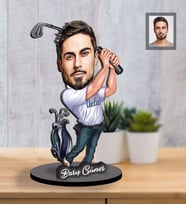Kişiye Özel Golfçü Karikatürlü İki Katmanlı Ahşap Biblo Bay-3-Eco