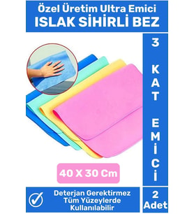 Özel Üretim Yüksek Kaliteli 3 Kat Emici Tüm Yüzeylerde Etkili Mutfak Banyo Islak Sihirli Bez 2 Adet