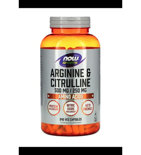 NOW Foods, Sports, Arginine & Citrulline, 750mg 240 Veg Capsules.Usa Version.3756 (Renksiz)