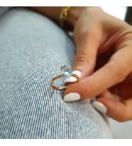 14k Altın Mavi Topaz Taşlı Yüzük