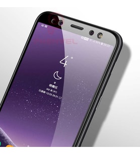 Samsung Galaxy A8 2018 Uyumlu Zore Kenarları Kırılmaya Dayanıklı Cam Ekran Koruyucu (Siyah)