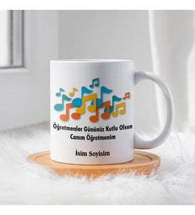 Öğretmenler Günü İçin Kişiye Özel Porselen Kupa Bardak - BY-KP-0000310 (Beyaz)