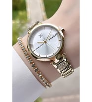 Daniel Klein Premium Gold Renk Kadın Kol Saati Ve Bileklik DKEISTIIO275-4