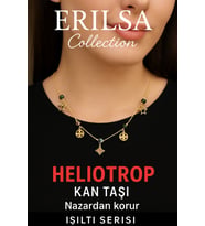 Sertifikalı Gold Heliotrop - Kan Taşı Şans Charm Kolye - Işıltı Serisi (Çok Renkli)