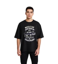 Kas Arabaları Vintage Garaj Stili Baskılı Erkek Oversize Tişört
