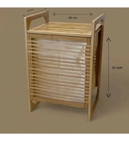 Orta Boy Ahşap Bambu Kirli Sepeti 40x35x60