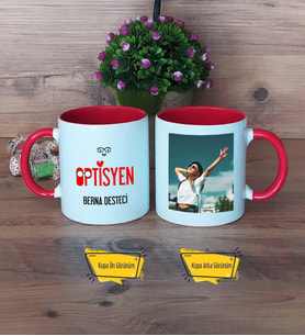 Optisyen Kupa Bardak Kırmızı Fotoğraflı Tıp Bayramı Hediyesi Optisyenler Günü Hediyesi