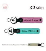 Hemşireye Anlamlı Sürpriz, İsimli & Soyisimli 2’li Anahtarlık Takımı, Pembe-Turkuaz-Sütlü Kahve