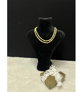 AMOR FACE ÖZEL TASARIM EKRU PORSELEN BONCUK-GOLD YILDIZ BONCUK 2 Lİ ZARİF KADIN KOLYE