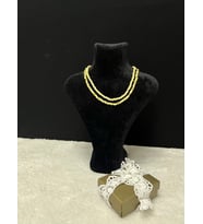 AMOR FACE ÖZEL TASARIM EKRU PORSELEN BONCUK-GOLD YILDIZ BONCUK 2 Lİ ZARİF KADIN KOLYE
