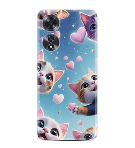 Oppo A60 Kılıf Boutique Baskılı Resimli Kalp ve Kedi Pcode -035