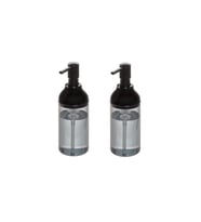 BANYO SETİ SIVI SABUNLUK 2 ADET FÜME SİYAH RENKLİ AKRİLİK 8X8X16CM 360ML