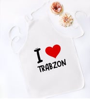 BK Gift I Love Trabzon Tasarımlı Beyaz Mutfak Önlüğü - Model 1