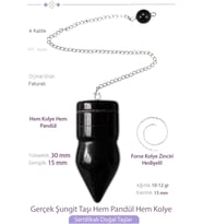 Sertifikalı AAA+ Shungite - Şungit Taşı Pandül Sarkaç Hem Pandül - Hem Kolye (Çok Renkli)