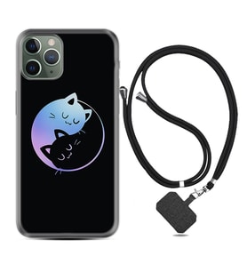 Apple iPhone 11 12 13 14 Pro Max Kılıf Boyun Askılı Silikon Love Cats 1604