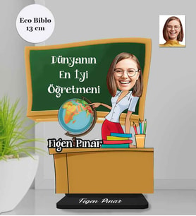 Kişiye Özel Öğretmen Kadın Ahşap Eco Biblo -4