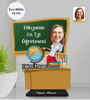 Kişiye Özel Öğretmen Kadın Ahşap Eco Biblo -4