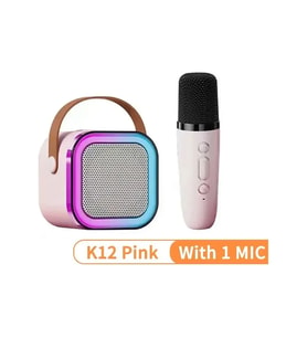 1-2 Kablosuz Mikrofonlar İle K12 Karaoke Makinesi Taşınabilir 5.3 Pa Bluetooth Pembe 1 Mic