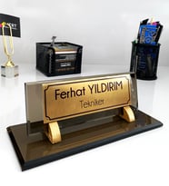 Hediye İsimlik Kristal Masa İsimliği Ofis Hediyesi M532-BGOLD