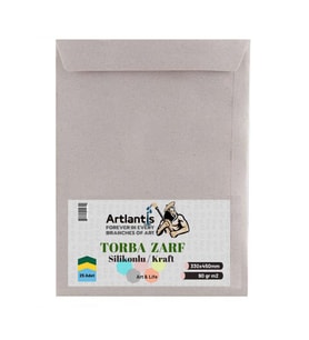 Torba Zarf 33x45 Cm Kraft 90 Gr Silikonlu 25'li 1 Paket Artlantis 330*450 Mm Torba Zarf Kraft 25 li 1 Paket (Renksiz)