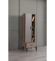 Defne Ahşap Kapaklı Raflı Çekmeceli Kitaplık 50x45x165