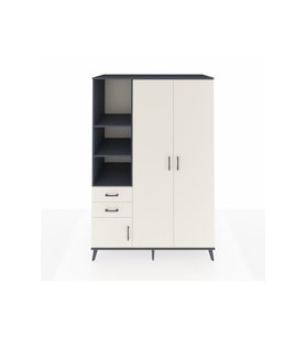 Kronos Dolap 5 Raflı 2 Çekmeceli Tek Askılı 132x59x195 Antrasit-Aytaşı/Aytaşı