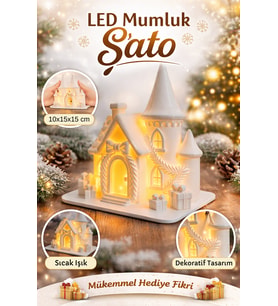 Masalsı Şato Dekoratif Işıklı Ev LED Mumluk (10x15x15 cm)