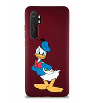 Xiaomi Mi Note 10 Lite Soft Premier Kapak Donald Duck-D Tasarımlı Silikon Kılıf - Mürdüm (Şeffaf)