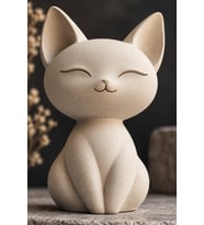 Huzurlu Minimalist Oturan Kedi Dekoratif Biblo