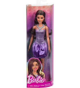 Barbie Büyüleyici Parti Bebekleri - Mor Metalik Elbiseli Esmer, Barbie Fashionistas Bebek Hyt92