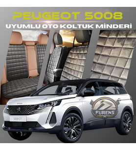 Peugeot 5008 Antrasit Renk Tay Tüyü Cepli & Terletmez Sırtlı Oto Koltuk Minder Seti - Koltuk Koruma Kılıfı (ÖN & ARKA TAM SET)