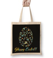 Happy Easter 07 Bez Çanta Uzun Saplı