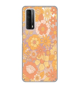 Huawei P Smart 2021 Uyumlu Çiçek Desenli Şeffaf Telefon Kılıfı