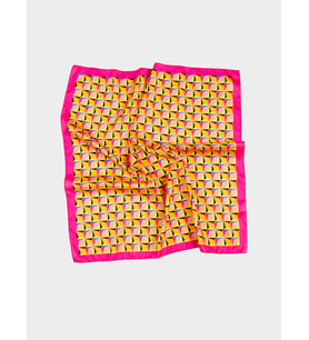 Fuşya Geometrik Desen Bandana-Fular