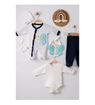 3 Ay Kelebek Nakışlı Tulumlu Erkek Bebek 5'li Set Siyah