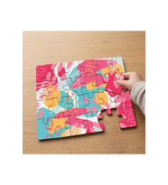 Pembe Soyut Şekiller Tasarımlı 24 Parça Ahşap Çocuk Puzzle MPK0102