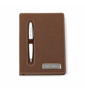 İsme Özel Kumaş Desenli Defter ve Tükenmez Kalem Seti