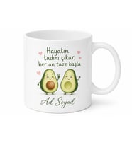 Avokado Temalı Baskılı Kupa Bardak Hediye Özel Tasarım Porselen Mug