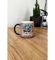 3D Efektli Panda Hediye Kupa Bardak Sihirli İsimli İsim Yazılı (Siyah)