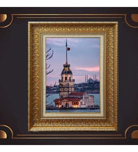 Gold Altın Kalın Çerçeveli Paspartulu Tablo c1810