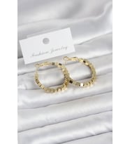 Pirinç Gold Renk Kare Halka Model Kadın Küpe - Tj-Bkp11774