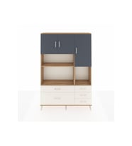 Arges Dolap 8 Raflı 5 Çekmeceli 3 Kapaklı 132x30x195 Çam-Antrasit/Aytaşı