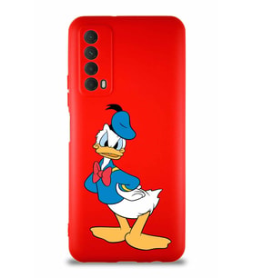 Huawei Y7A Soft Premier Kapak Donald Duck-D Tasarımlı Silikon Kılıf - Kırmızı (Şeffaf)