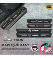 Nissan Logolu Karbon Kapı Eşiği Koruyucu Suni Deri 4'lü Set