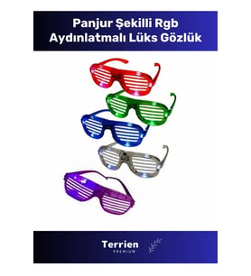 Limited Edition Metalize Panjur Şekilli Kaliteli Esnek Parlak Camsız Şık Parti Gözlüğü 6 Renk 15x6