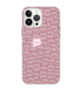 Iphone 12 Pro Uyumlu Cute Pink Pig Tasarımlı Şeffaf Telefon Kılıfı