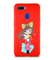Oppo A12 Soft Premier Kapak Vespagirl Tasarımlı Silikon Kılıf - Kırmızı (Şeffaf)