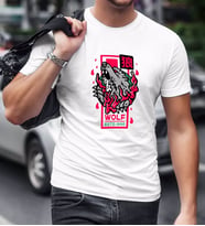 BK Gift Kurt Tasarımlı Beyaz T-Shirt-1
